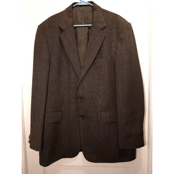 Oscar de la Renta Other - Oscar De La Renta Mens Brown Wool Blazer 44L Made In Colombia Two-Button Classic
